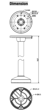 Hikvision DS-1271ZJ-130TRL plafondmontagebeugel - Afbeelding 3